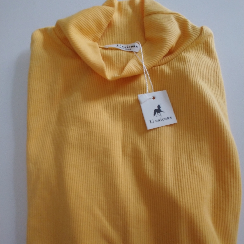 Li Unicorn Yellow Ribbed Bodysuit Small - Picture 3 of 6